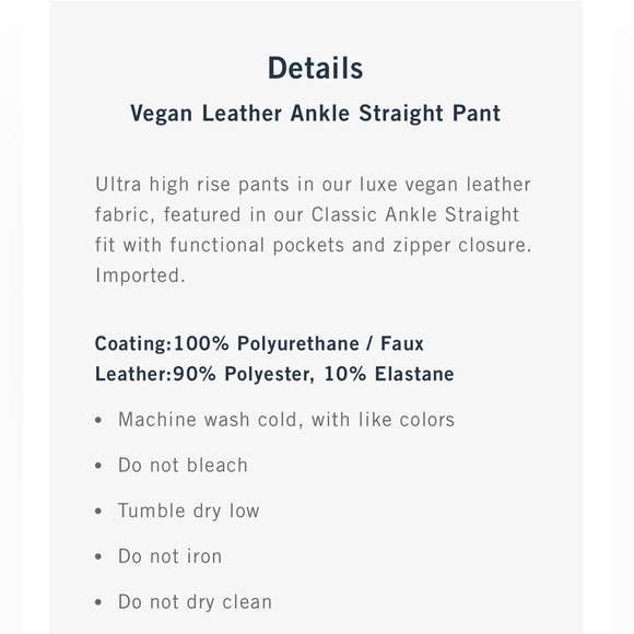 Vegan Leather Ankle Straight Pants, 31L - Picture 6 of 6